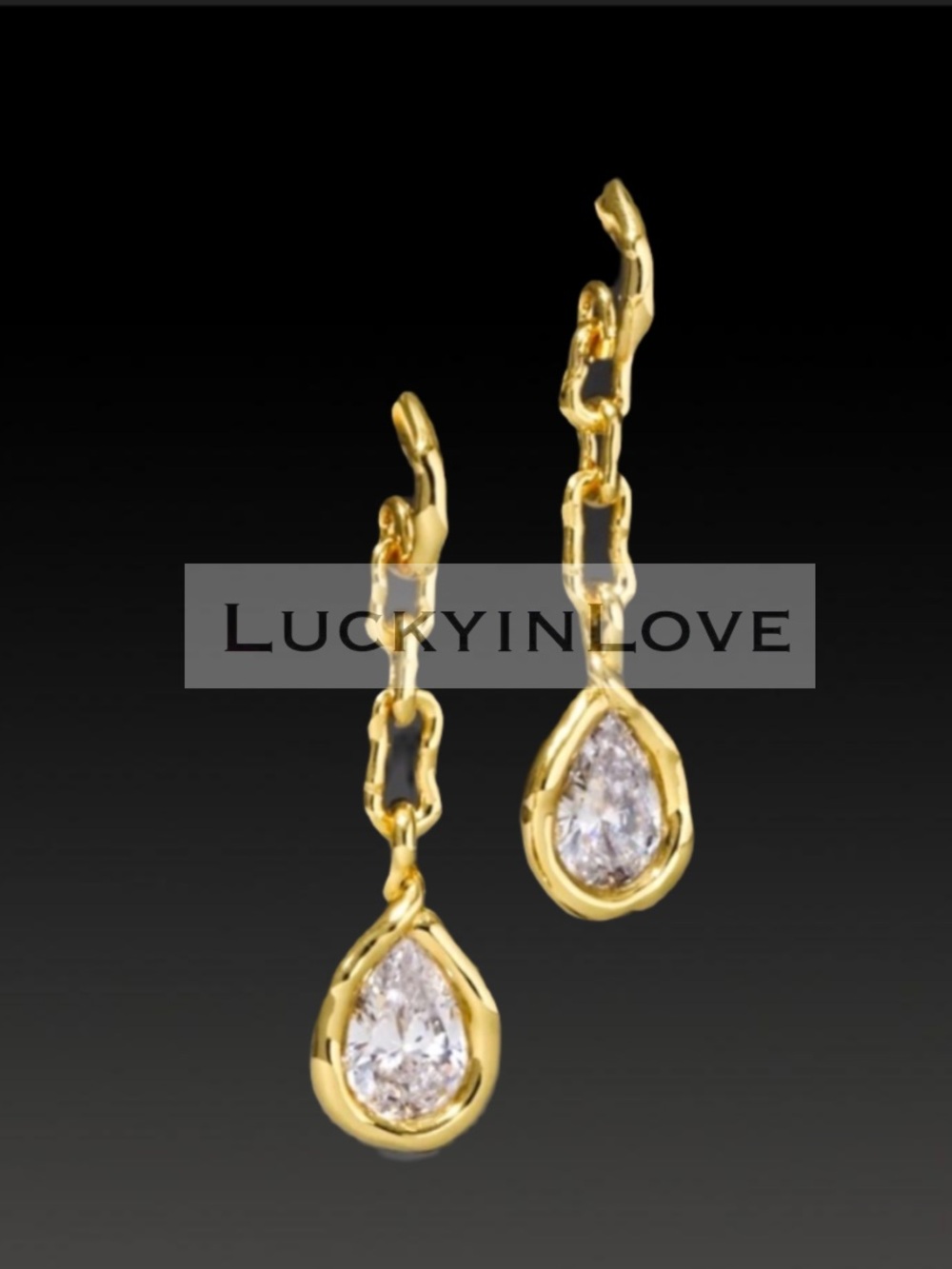 ALEXIS BITTAR • Asterales Gold Brut chain CZ Pear Stone Drop Earrings